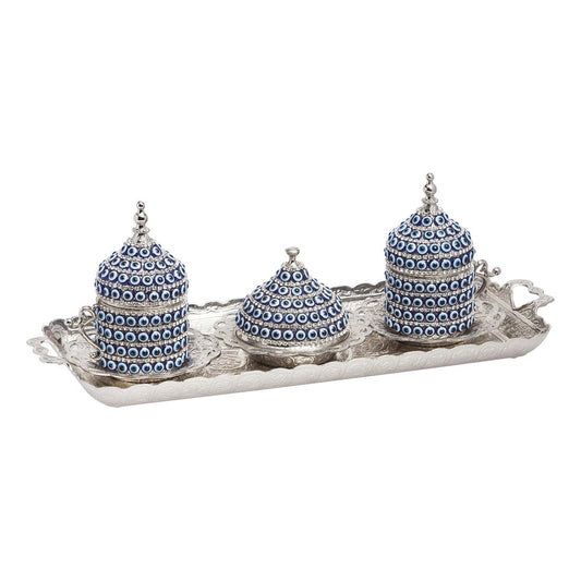 2-Person Coffee Gem-Style Set - Evil Eye Series - White - Acar catalog image