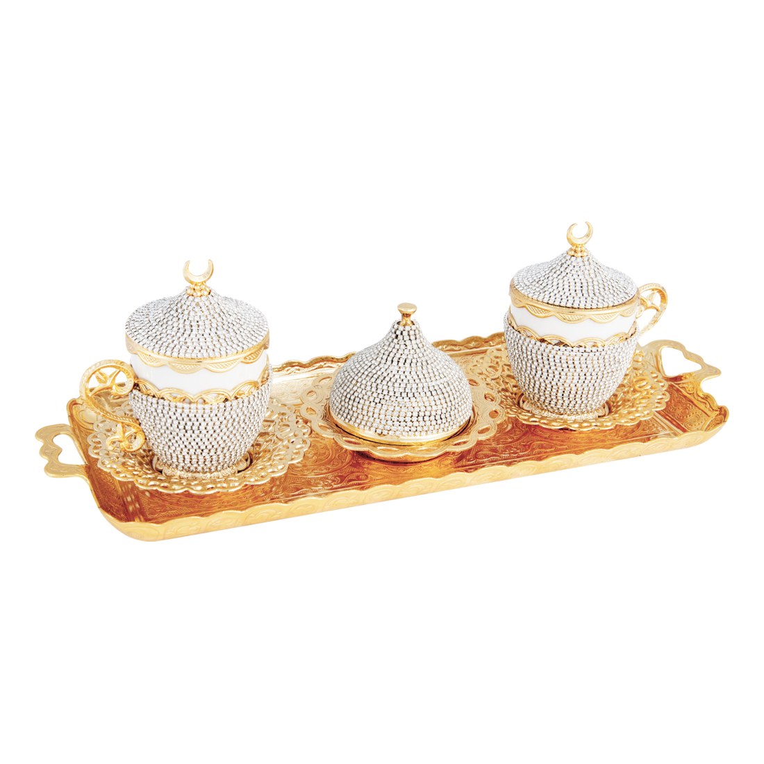 2-Person Gem-Style Coffee Cup Set - Gem-Style Series - Gold Tone - Acar catalog image