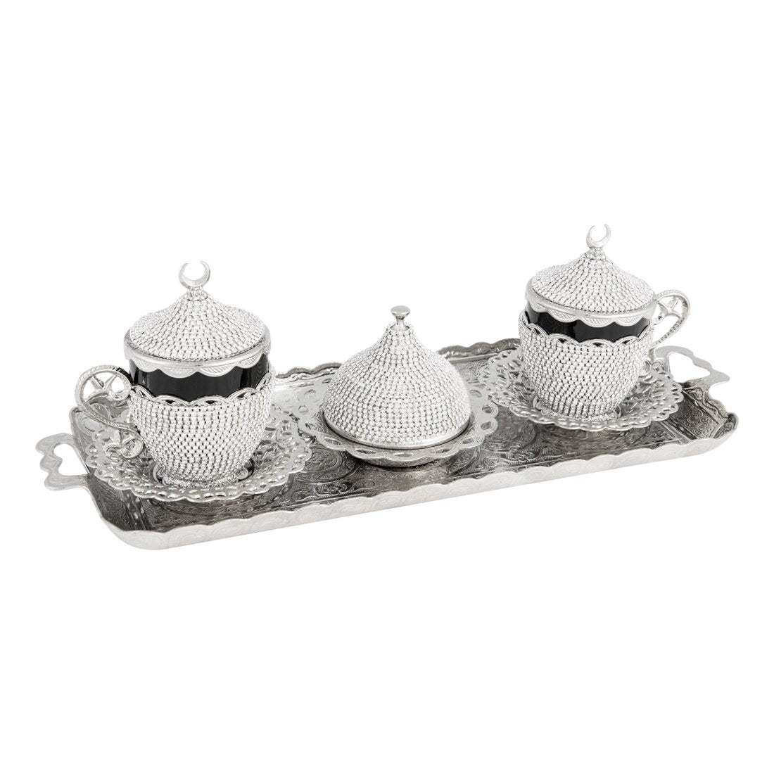 2-Person Gem-Style Coffee Cup Set - Black Series - White - Acar catalog image