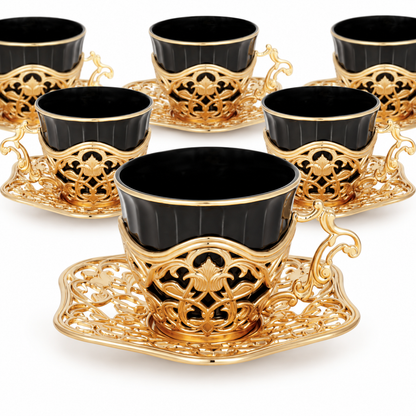 Acar SET632SA Elisa black and gold-tone coffee set — AI-assisted detail view