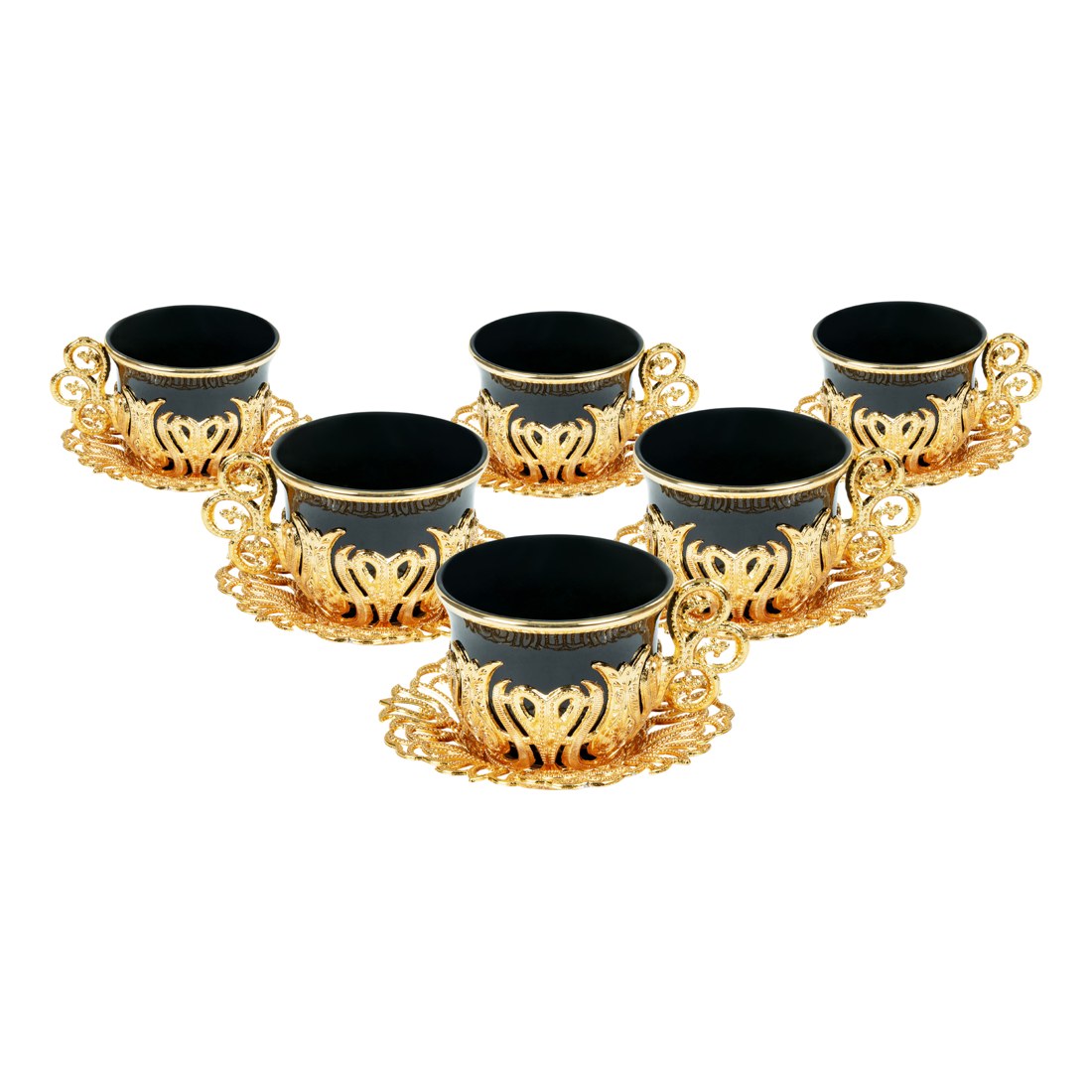 6-Person Coffee Presentation Set - Tulip - Black - Gold Tone - Acar catalog image