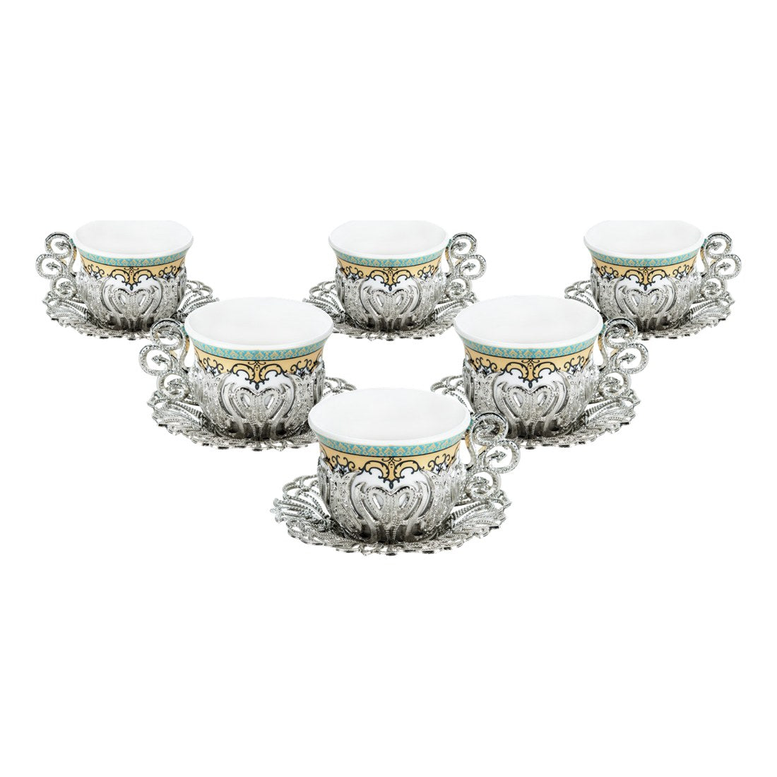 6-Person Coffee Presentation Set - Tulip Pattern 1 - White - Acar catalog image