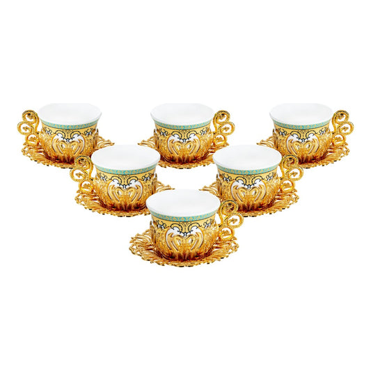 6-Person Coffee Presentation Set - Tulip Pattern 1 - Gold Tone - Acar catalog image