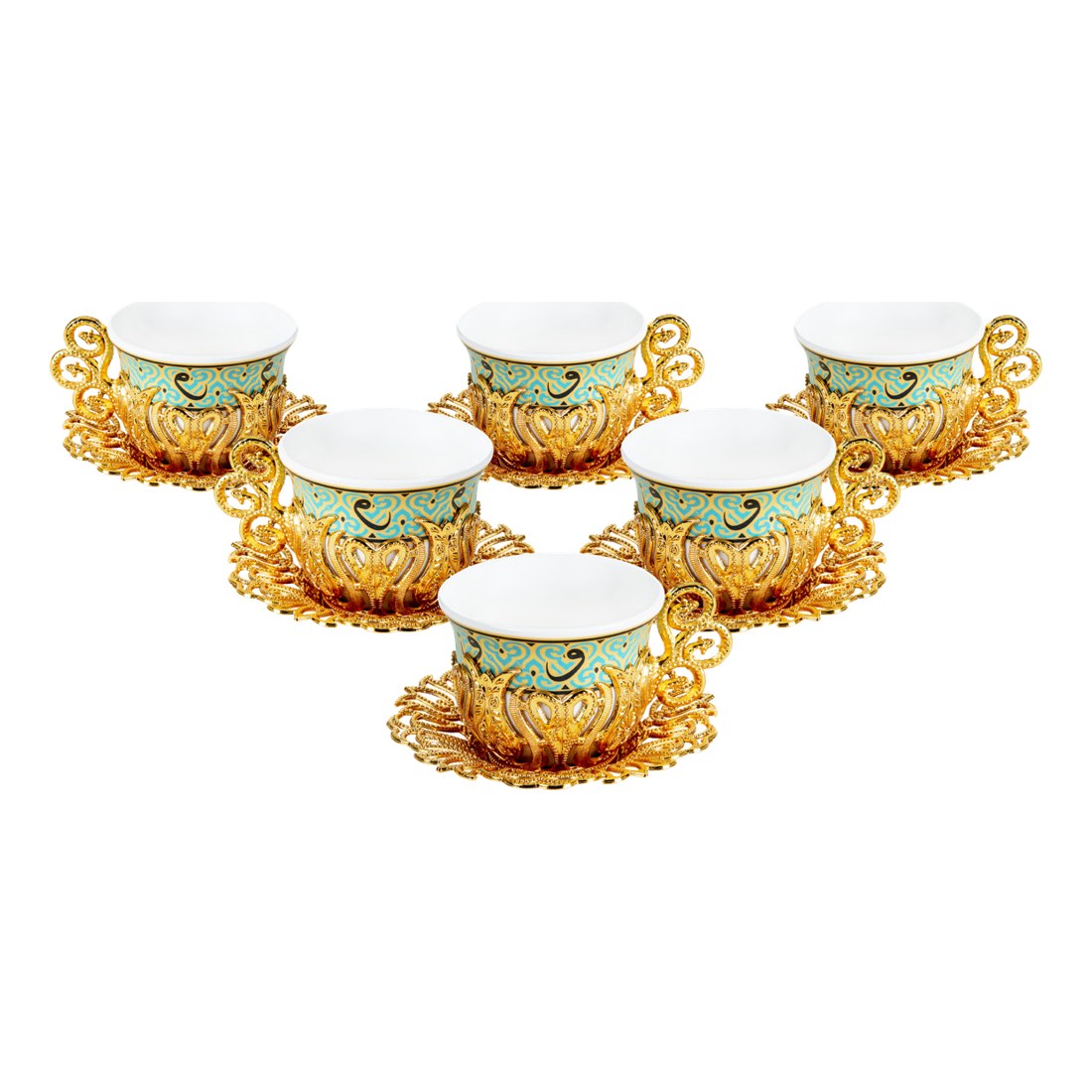 6-Person Coffee Presentation Set Tulip - Pattern 2 - Gold Tone - Acar catalog image