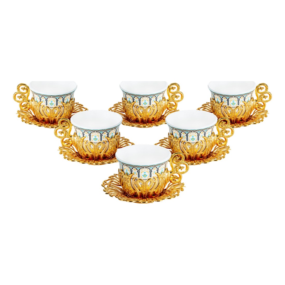 6-Person Coffee Presentation Set - Tulip Pattern 3 - Gold Tone - Acar catalog image