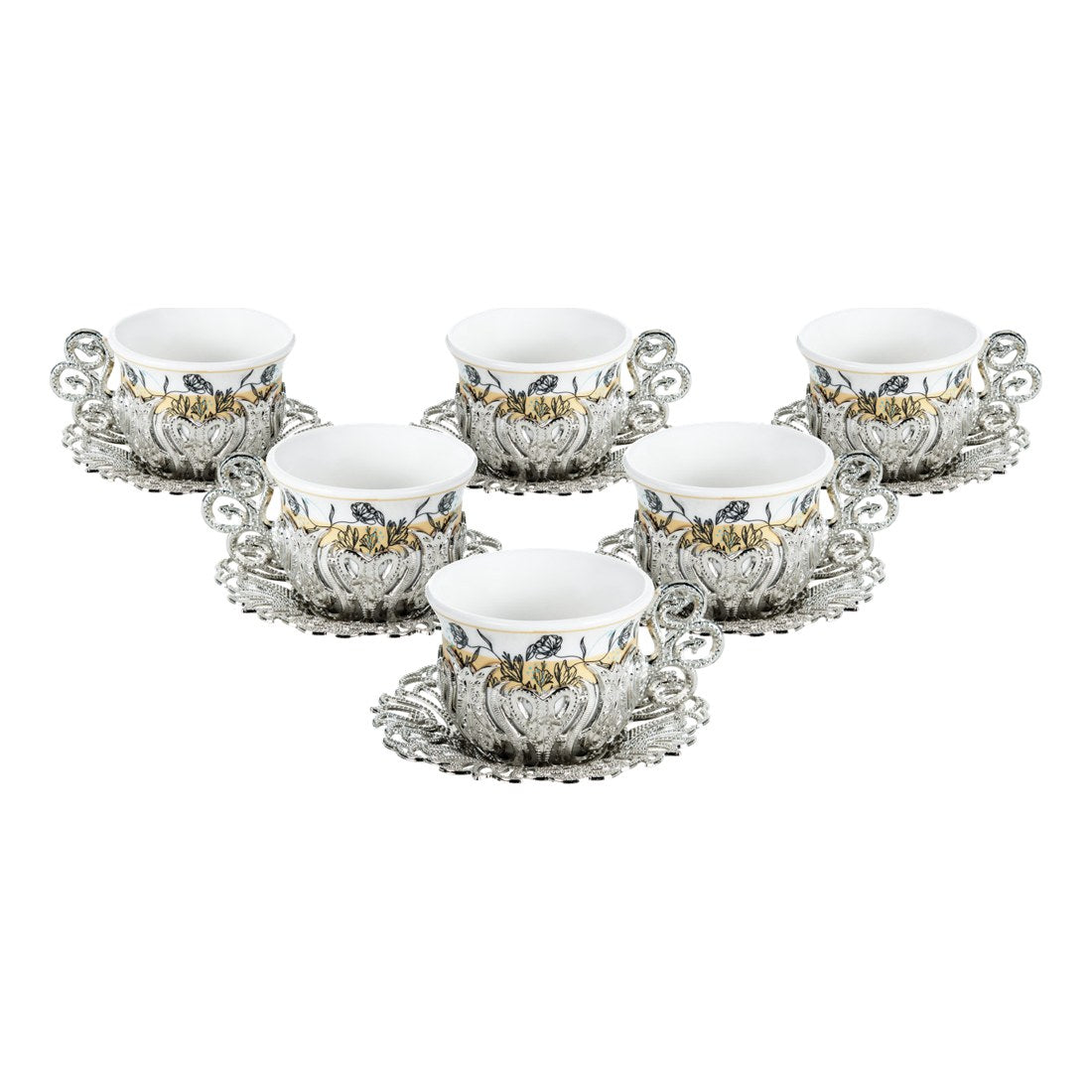 6-Person Coffee Presentation Set Tulip - Pattern 4 - White - Acar catalog image