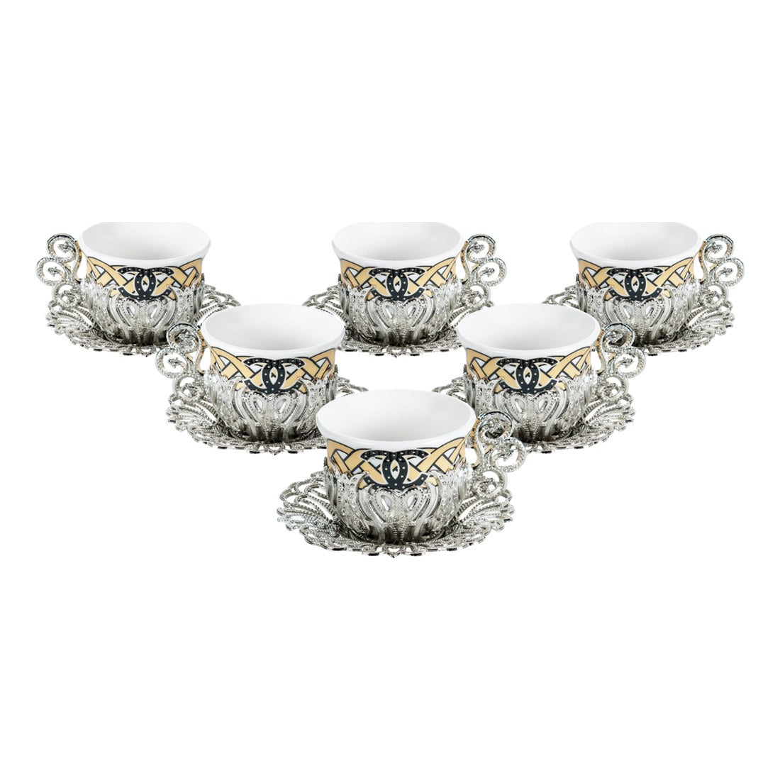 6-Person Coffee Presentation Set - Tulip Pattern 5 - White - Acar catalog image