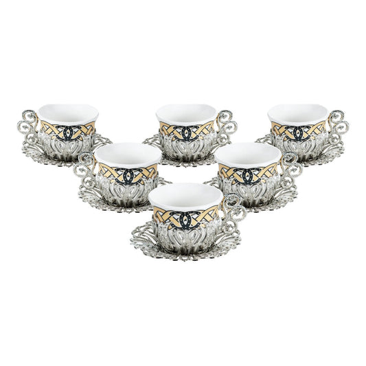 6-Person Coffee Presentation Set - Tulip Pattern 5 - White - Acar catalog image