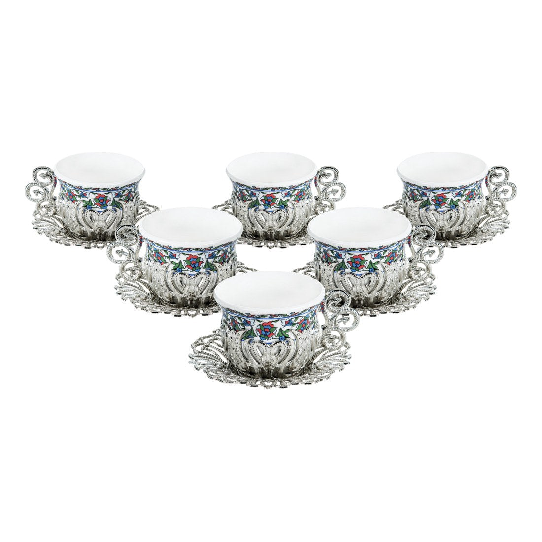 6-Person Coffee Presentation Set - Tulip Pattern 7 - White - Acar catalog image