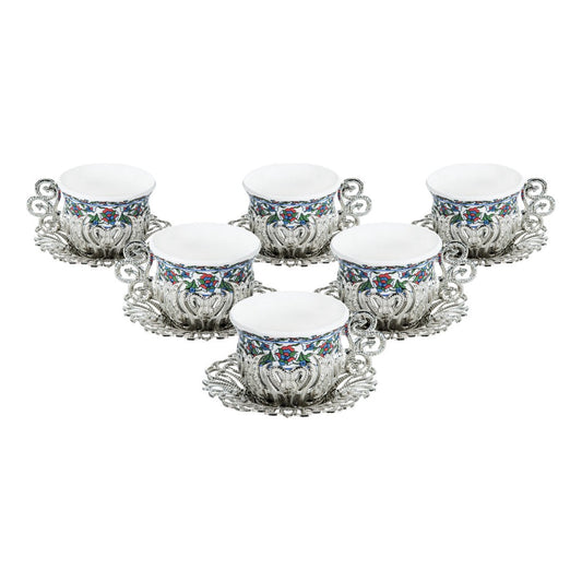 6-Person Coffee Presentation Set - Tulip Pattern 7 - White - Acar catalog image