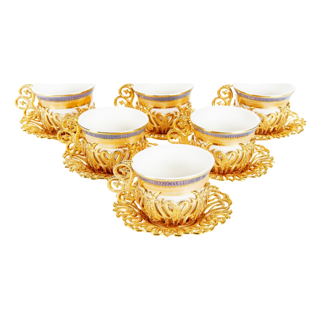 6-Person Coffee Presentation Set - Tulip Alaca Pattern - Gold Tone - Acar catalog image