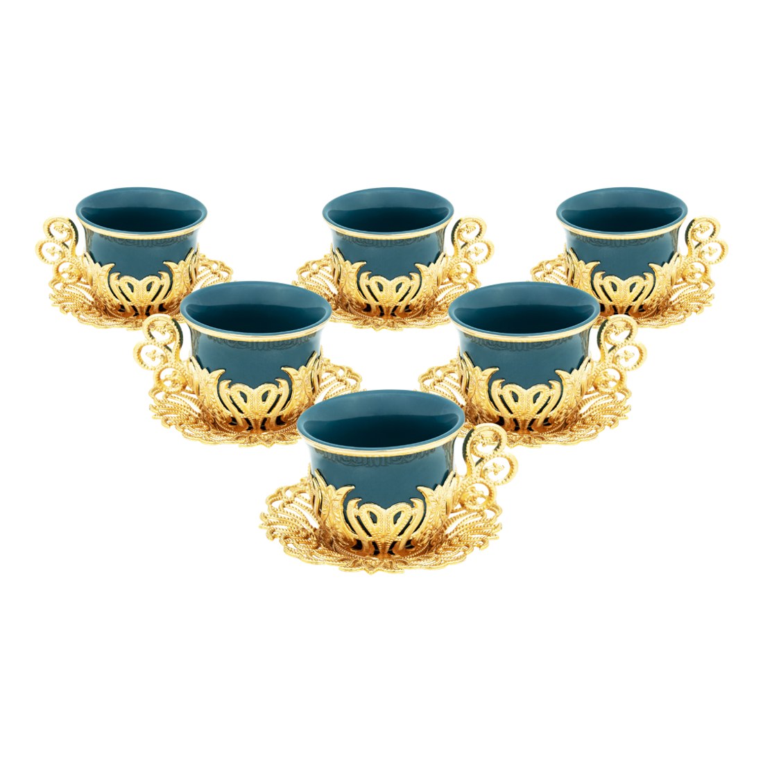 6-Person Coffee Presentation Set - Tulip Green - Gold Tone - Acar catalog image