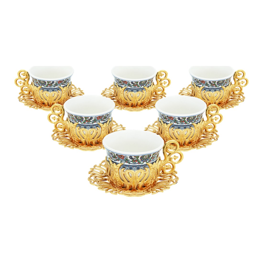 6-Person Coffee Presentation Set - Tulip - Topkapi - Gold Tone - Acar catalog image