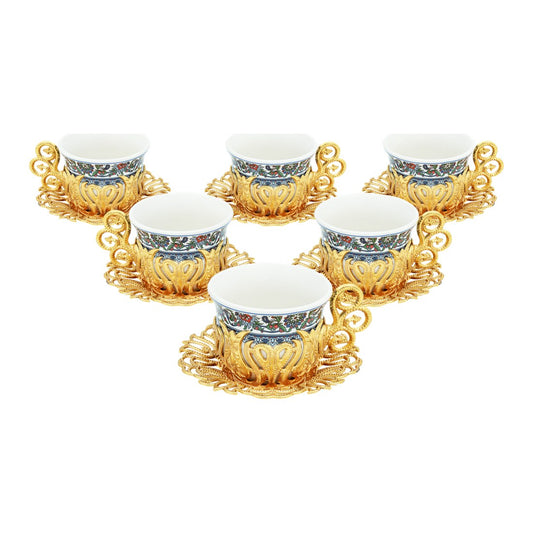 6-Person Coffee Presentation Set - Tulip - Topkapi - Gold Tone - Acar catalog image
