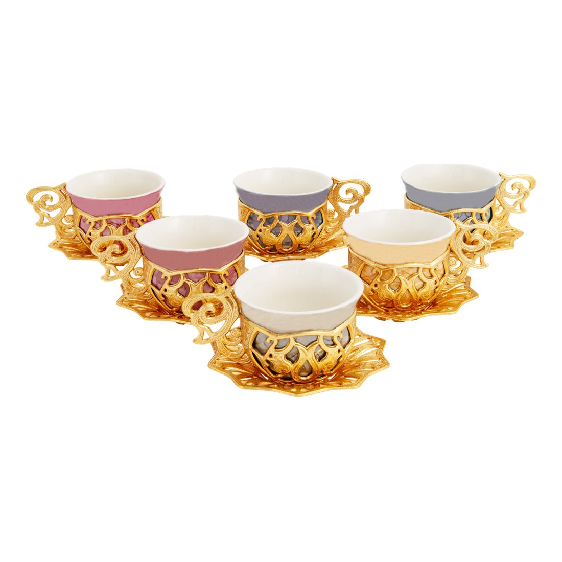 6-Person Coffee Presentation Set - Sultan - Colored - Gold Tone - Acar catalog image