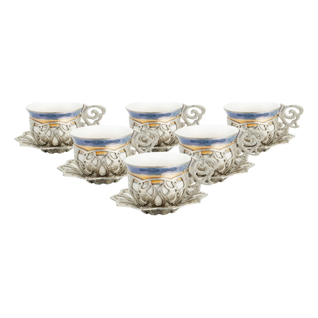 6-Person Coffee Presentation Set - Sultan - Alaca Pattern - White - Acar catalog image