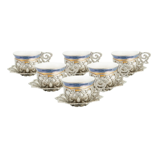 6-Person Coffee Presentation Set - Sultan - Alaca Pattern - White - Acar catalog image
