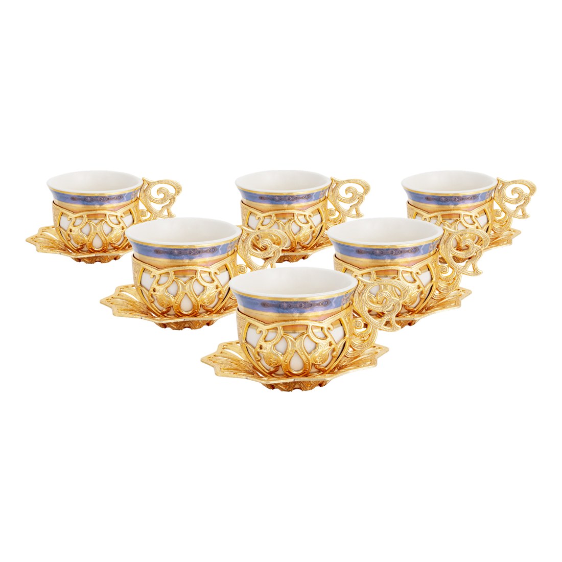 6-Person Coffee Presentation Set - Sultan - Alaca Pattern - Gold Tone - Acar catalog image