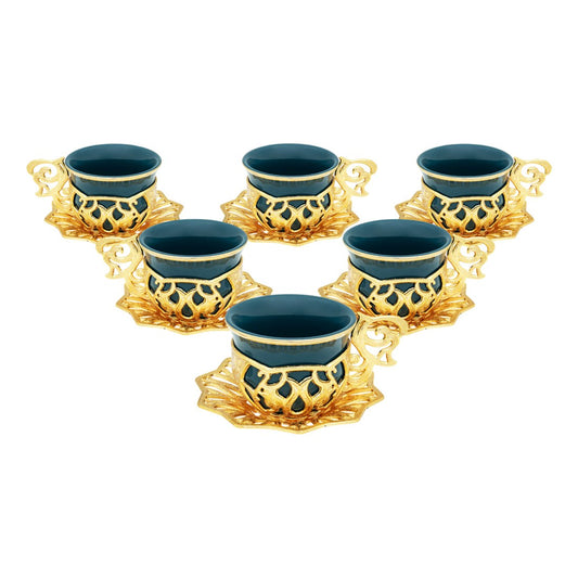 6-Person Coffee Presentation Set - Sultan - Green - Gold Tone - Acar catalog image