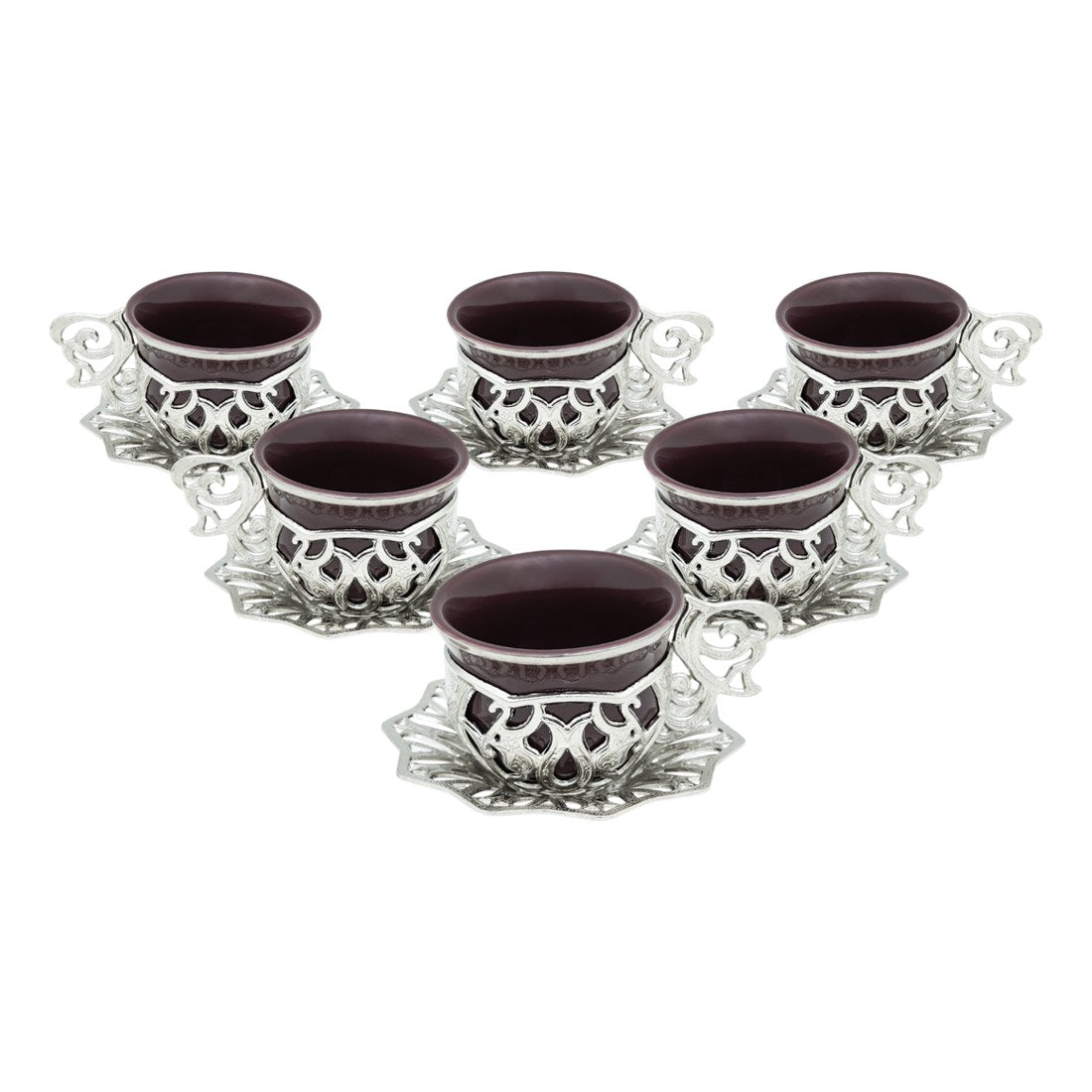 6-Person Coffee Presentation Set - Sultan - Claret Red - White - Acar catalog image