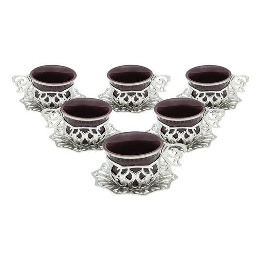 6-Person Coffee Presentation Set - Sultan - Claret Red - White - Acar catalog image
