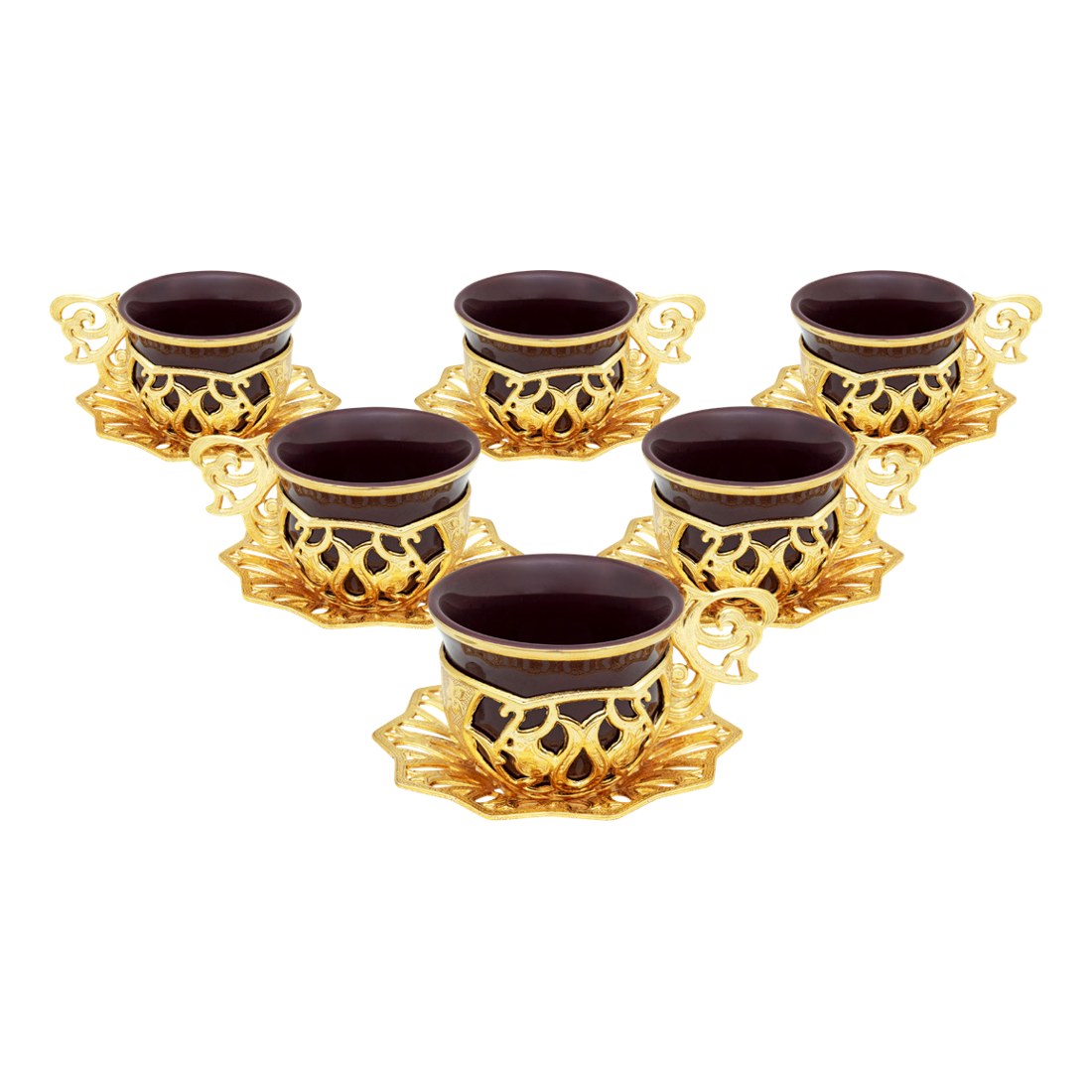 6-Person Coffee Presentation Set - Sultan - Claret Red - Gold Tone - Acar catalog image