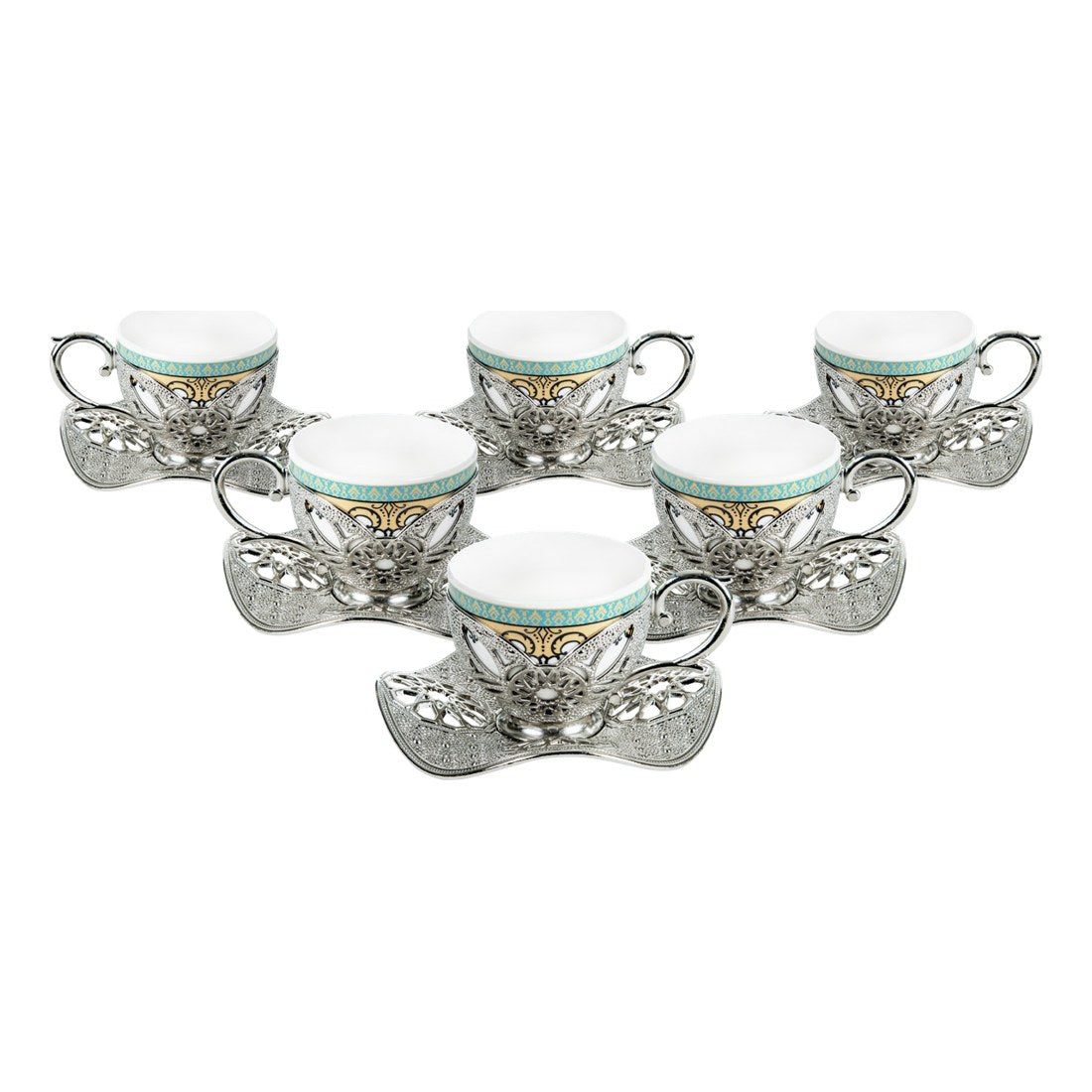 6-Person Presentation Set - Busra Pattern 1 - White - Acar catalog image