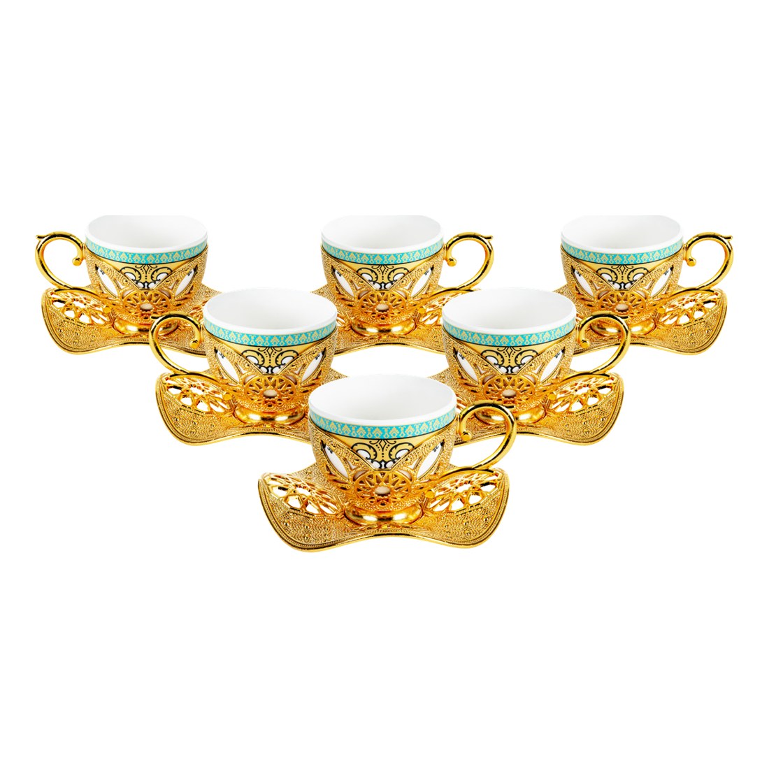 6-Person Presentation Set - Busra Pattern 1 - Gold Tone - Acar catalog image