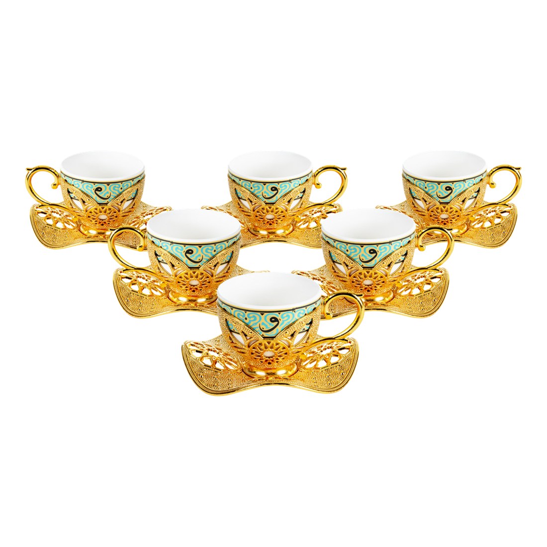 6-Person Presentation Set - Busra Pattern 2 - Gold Tone - Acar catalog image