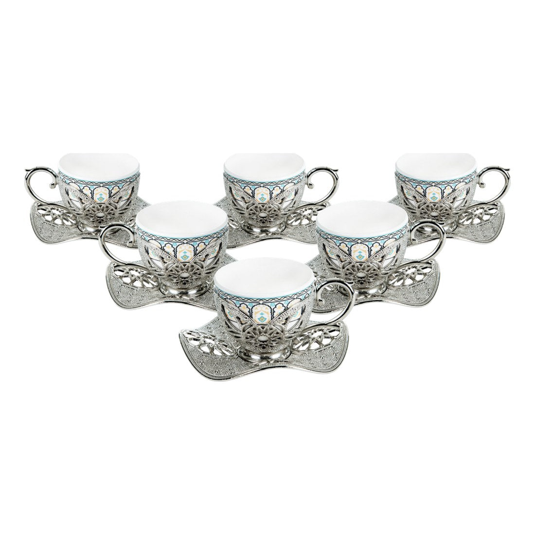 6-Person Presentation Set - Busra Pattern 3 - White - Acar catalog image