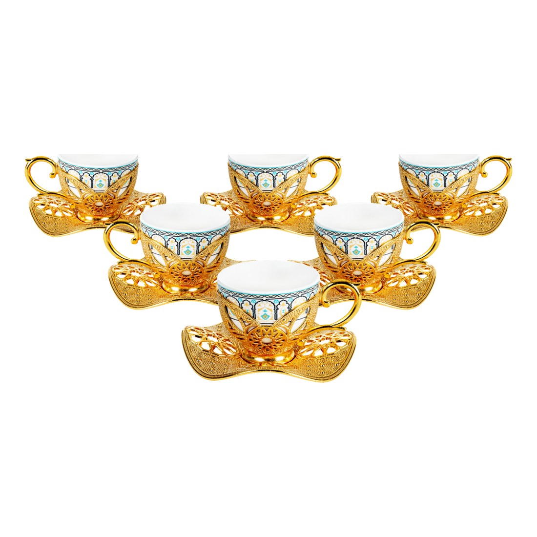 6-Person Presentation Set - Busra Pattern 3 - Gold Tone - Acar catalog image