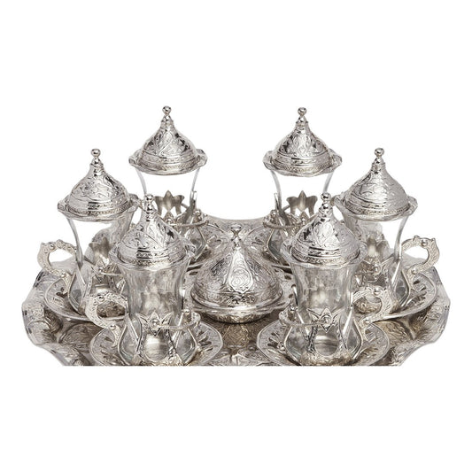 Tea Set With Hook Design - White - With Tray - Acar catalog image
