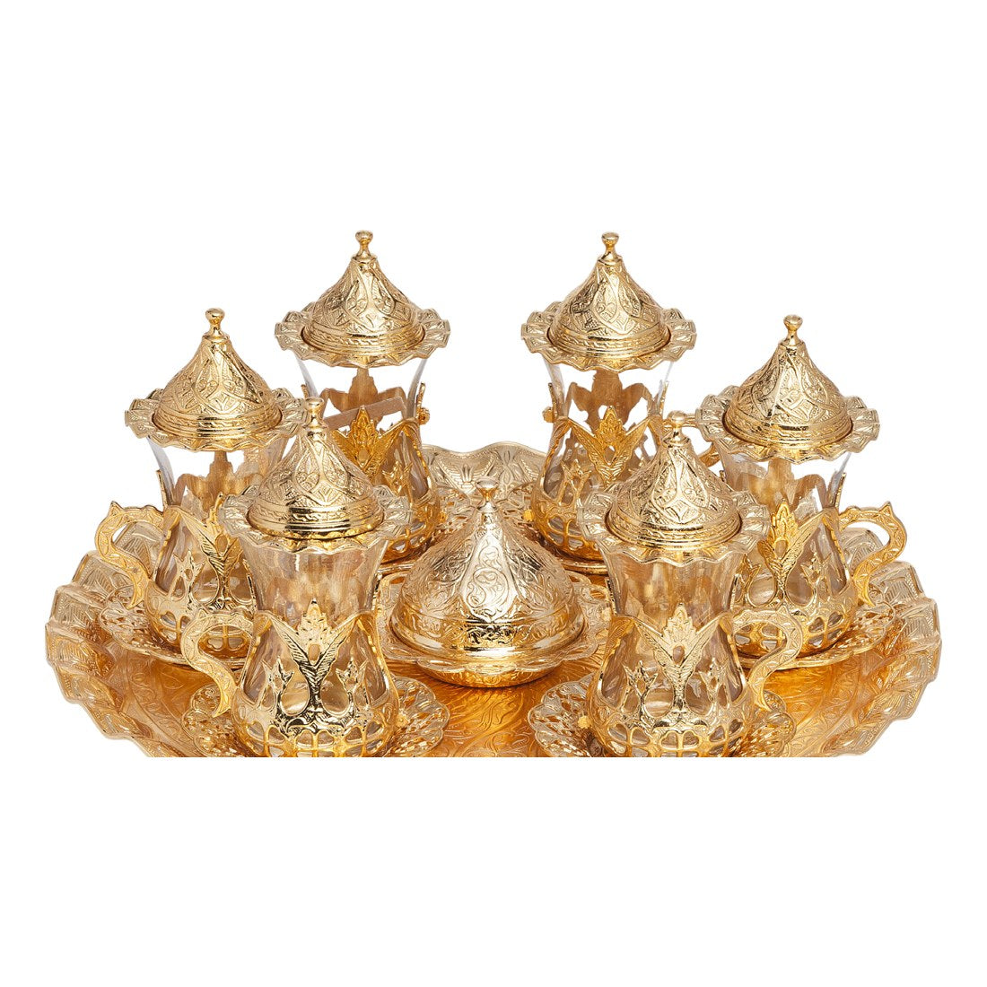 Tea Set With Clover Design - Gold Tone - With Tray - Acar catalog image