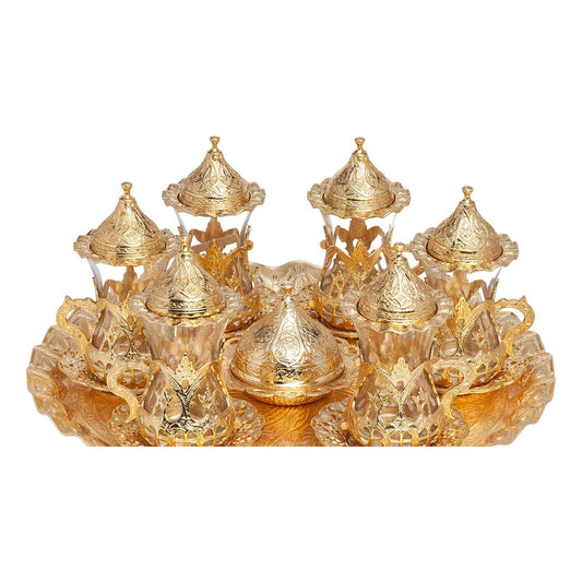 Tea Set With Clover Design - Gold Tone - With Tray - Acar catalog image
