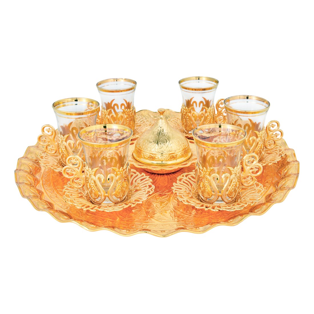Tea Set With Tray - Ottoman - Gold Tone - Acar catalog image