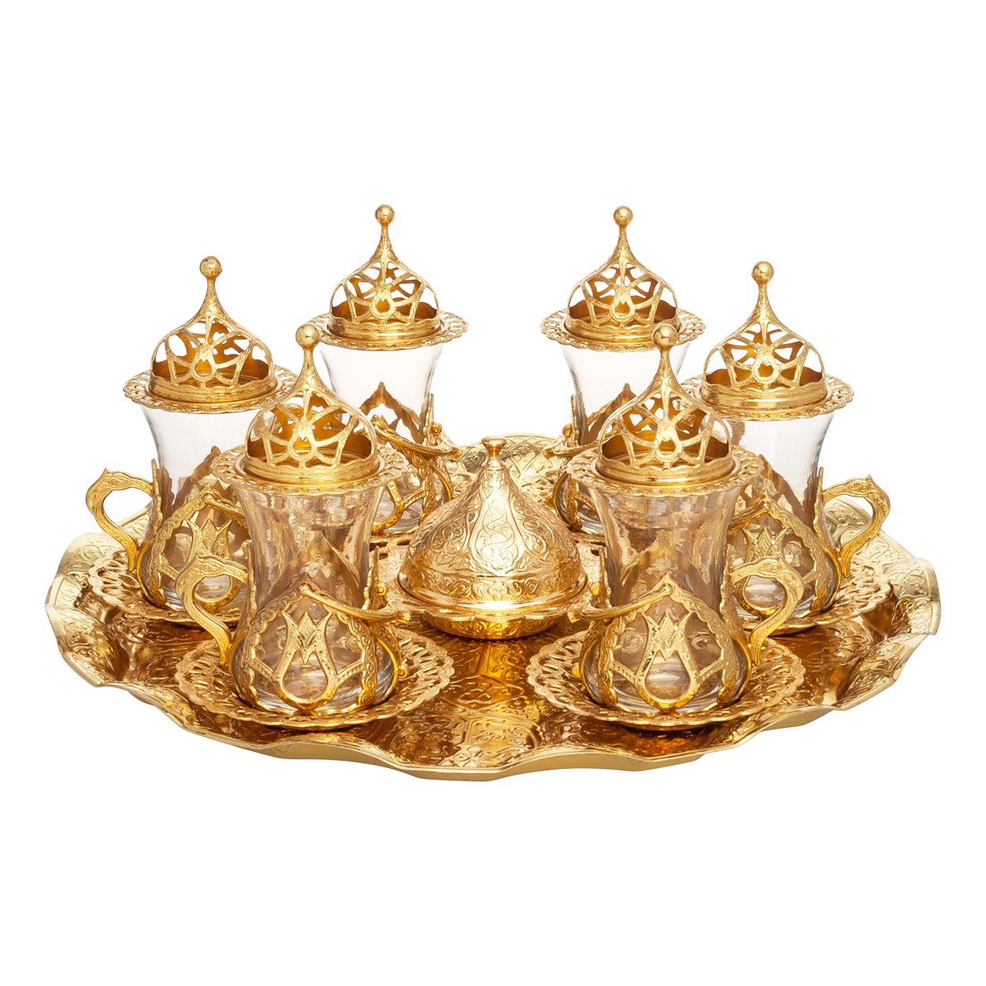 Tea Set With Gruplar - Gold Tone - With Tray - Acar catalog image