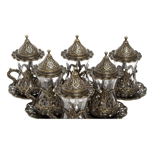 Tea Set With Clover Design - Antique Gold Tone - Without Tray - Acar catalog image