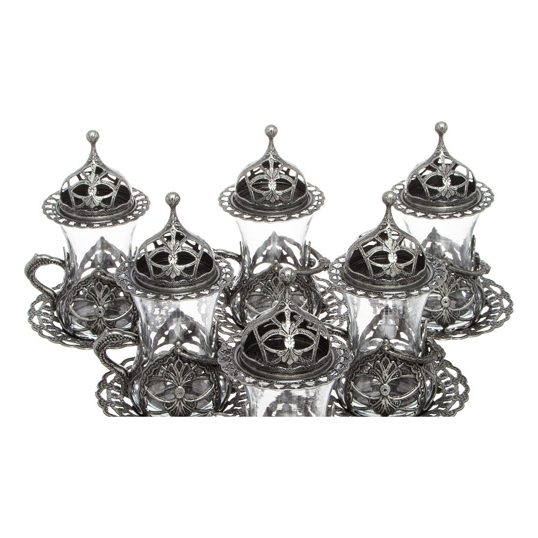 Tea Set With Hurrem Design - Tinned Finish - Without Tray - Acar catalog image