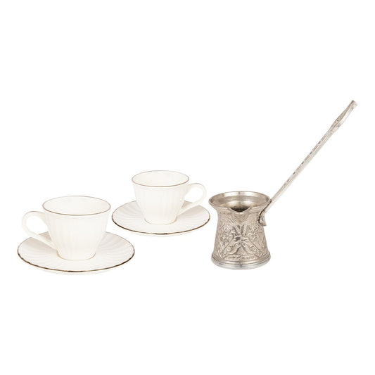 2-Person Porcelain Set + Coffee Pot - Charisma - White - Acar catalog image
