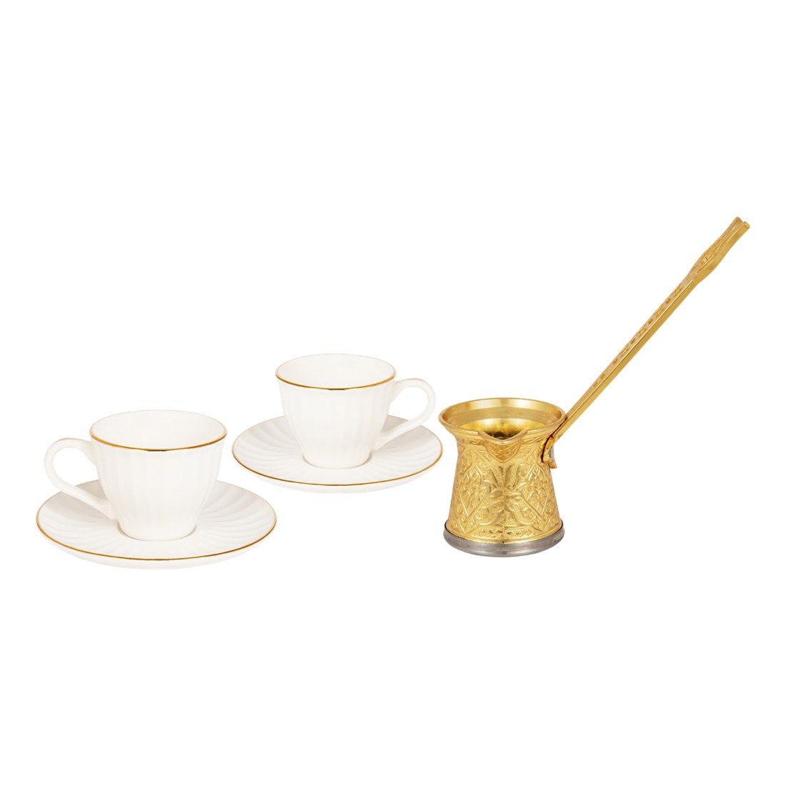 2-Person Porcelain Set + Coffee Pot - Charisma - Gold Tone - Acar catalog image
