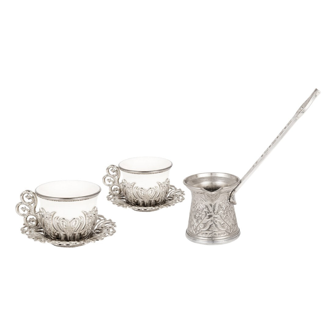 2-Person Presentation Set - Tulip + Coffee Pot - Gilded - White - Acar catalog image