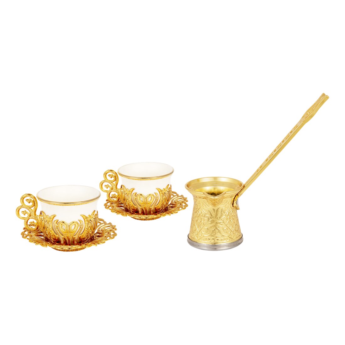 2-Person Presentation Set - Tulip + Coffee Pot - Gilded - Gold Tone - Acar catalog image