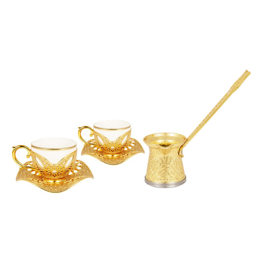 2-Person Presentation Set - Busra + Coffee Pot - Gilded - Gold Tone - Acar catalog image