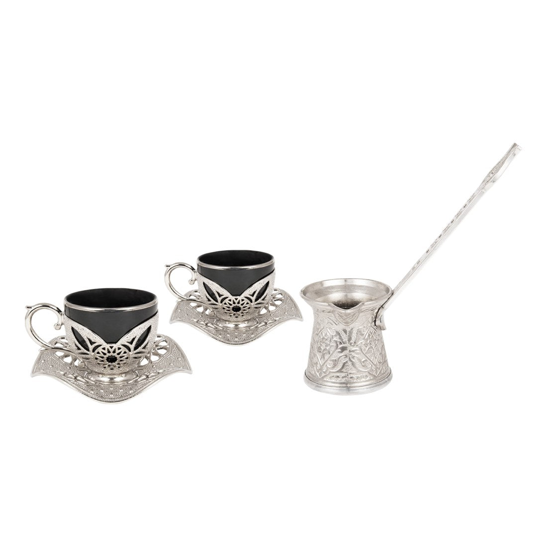 2-Person Presentation Set - Busra + Coffee Pot - Black - White - Acar catalog image