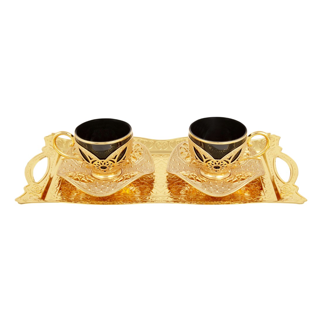 2-Person Presentation Set With Tray - Busra - Black - Gold Tone - Acar catalog image