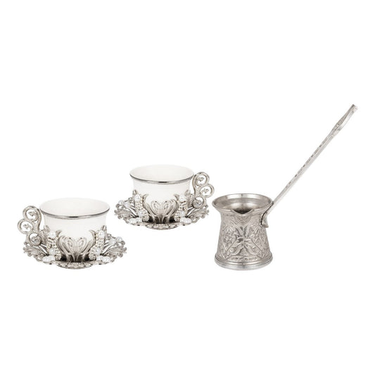 2-Person Presentation Set - Gem-Style + Coffee Pot - Gilded - White - Acar catalog image