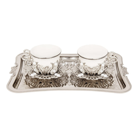2-Person Presentation Set With Tray - With Gem-Style Decoration - Gilded - White - Acar catalog image