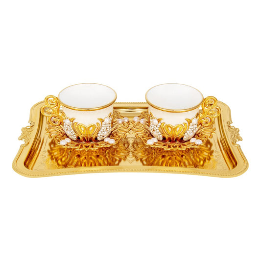 2-Person Presentation Set With Tray - With Gem-Style Decoration - Gilded - Gold Tone - Acar catalog image