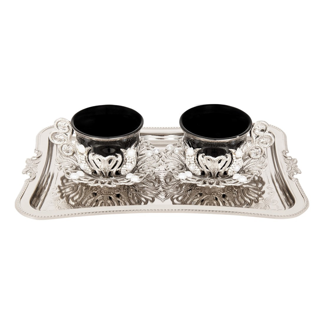 2-Person Presentation Set With Tray - Gem-Style - Black - White - Acar catalog image