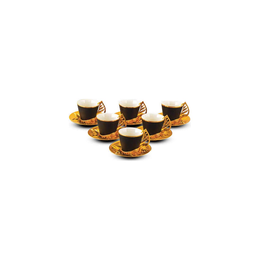 Black Colored Yaprak 6-Person Coffee Set - catalog product image